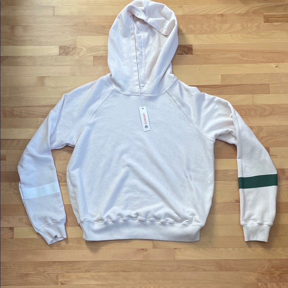 NWT Sundry Stripes Raglan Popover Hoodie in Oyster Size Medium